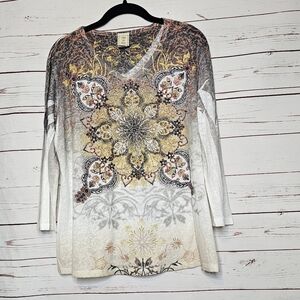 Jess & Jane Medallion Bohemian Burn Out Tee